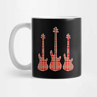 Red Black Plaid Matching Christmas Pattern Bass Player Mug